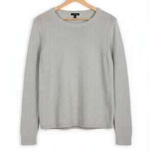 Talbots Women M Pearlcore Embellished Beaded Preppy Classic Dainty Artsy Sweater